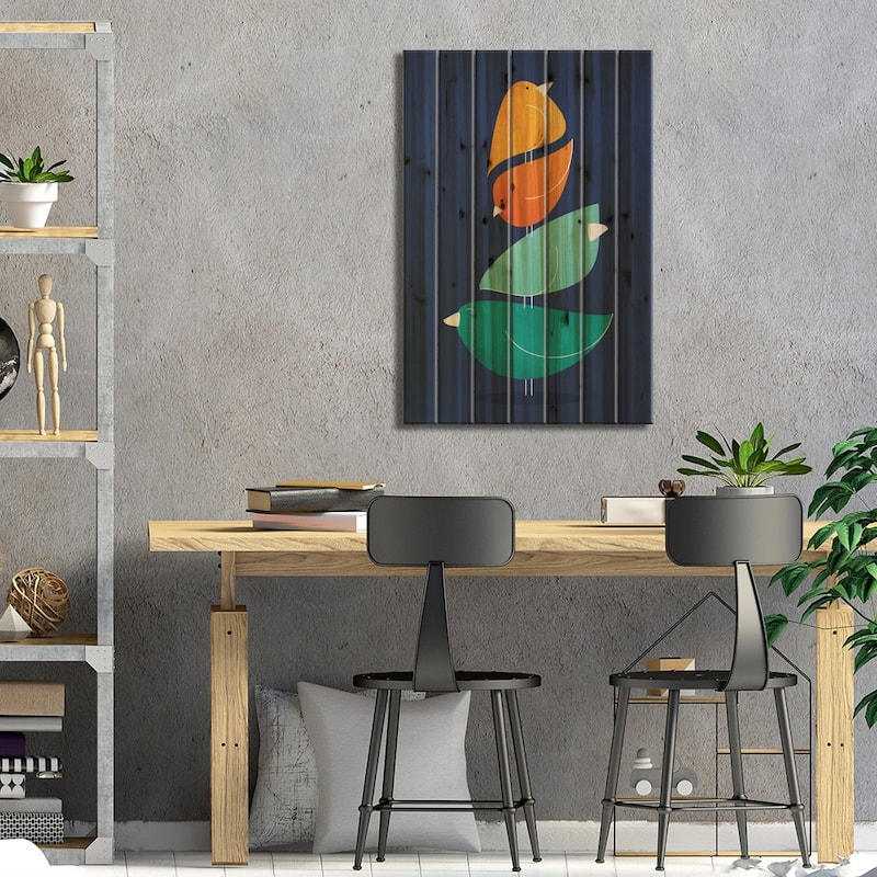 Bird Stack I Print On Wood by Modern Tropical - Multi-Color