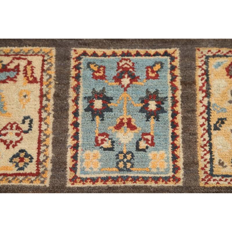 Brown Kazak Accent Rug Handmade Wool Carpet - 2'7" x 4'0"