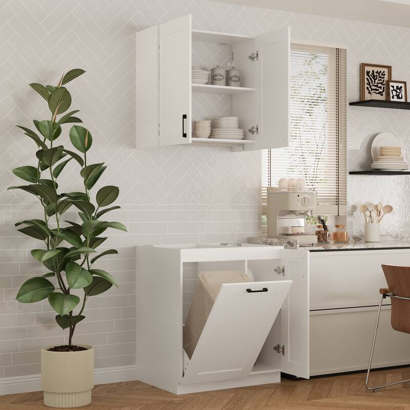 Modular White Kitchen Cabinet Set Customizable Base and Wall Cabinets Pantry Storage and DIY Countertop Design(Without desktop)