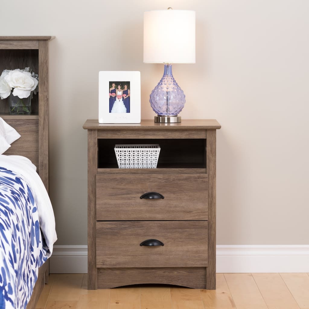 Porch & Den Church Driftwood Grey Tall 2-drawer Nightstand
