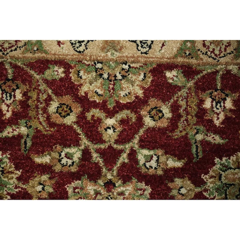 Hand Knotted Oriental 100% Wool Carpet Traditional All-Over Red Agra Area Rug - 9' 2'' X 6' 1''
