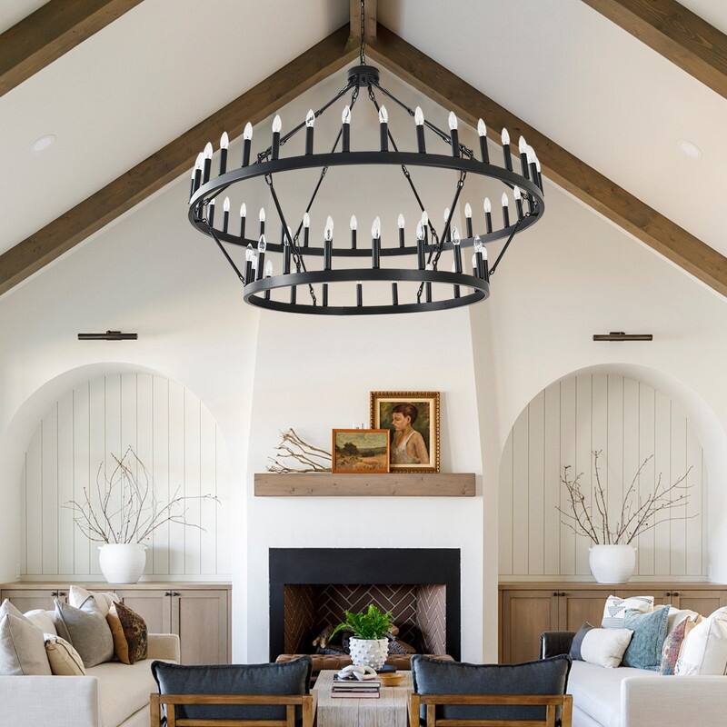 Extra Large Black Wagon Wheel Chandelier Farmhouse for Dining Room