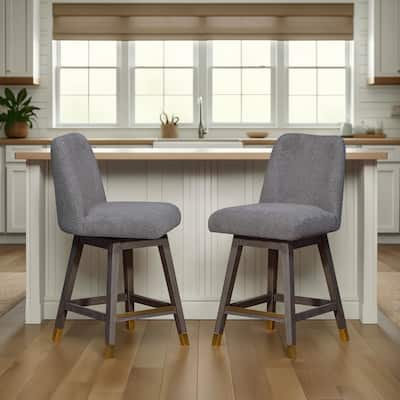 Amalie Upholstered Bar Stool, Swivel Counter Chair with Solid Wood Frame