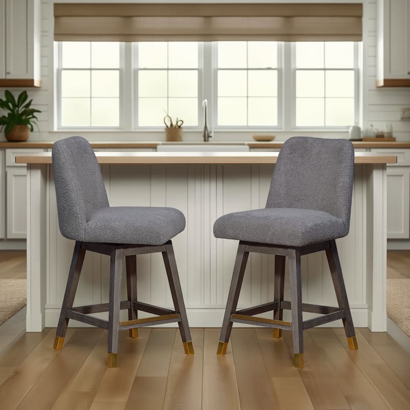 Amalie Upholstered Bar Stool, Swivel Counter Height Stool with Solid Wood Frame