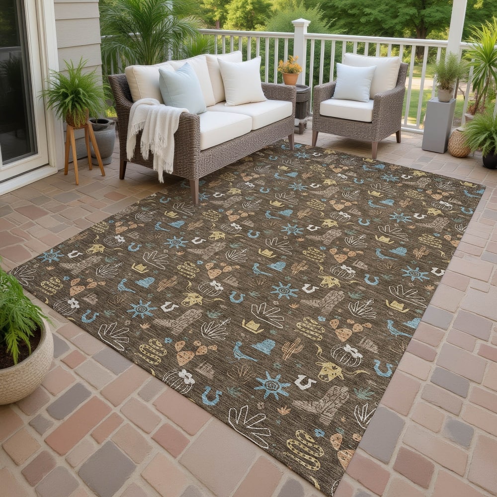 Machine Washable Indoor/ Outdoor Cowboy Ranch Chantille Rug