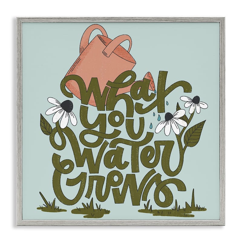 Stupell What You Water Grows Framed Giclee Art Design By Sarah Hickman - 17 x 17 - Grey