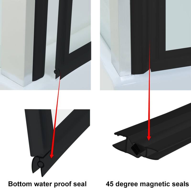Elegant Adjustable Width Frameless Pivot Swing Shower Door with 1/4 inch Transparent Tempered by Certified Glass Door