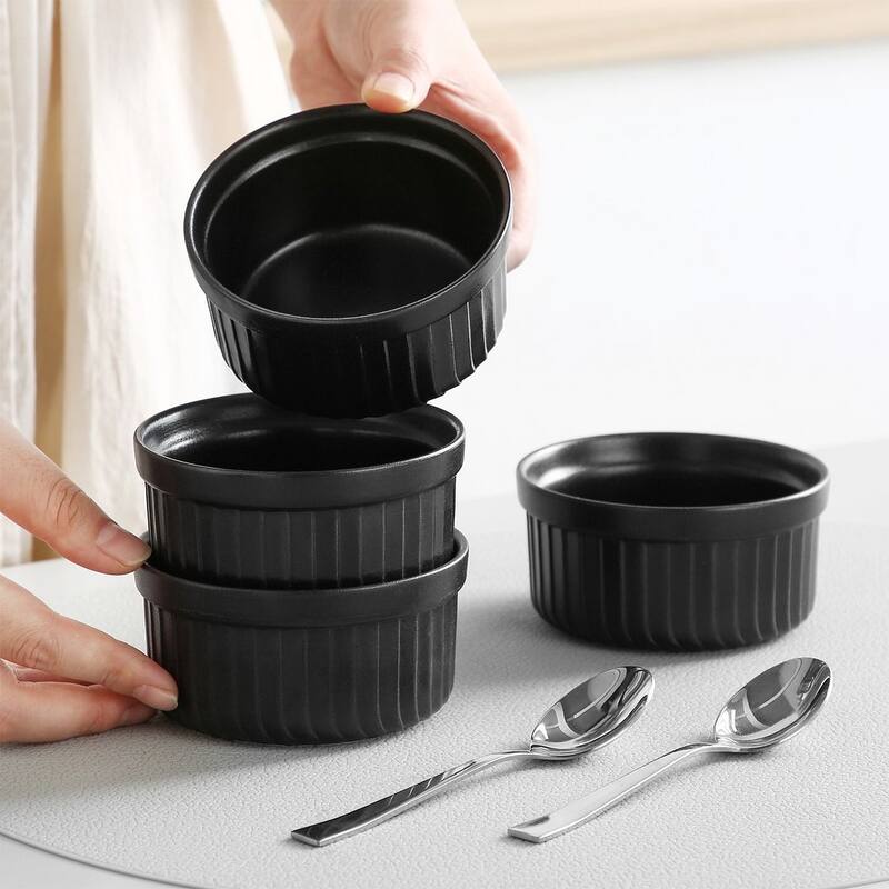 vancasso FORTE 6-Piece Stoneware Matte Black Round Baking Dish