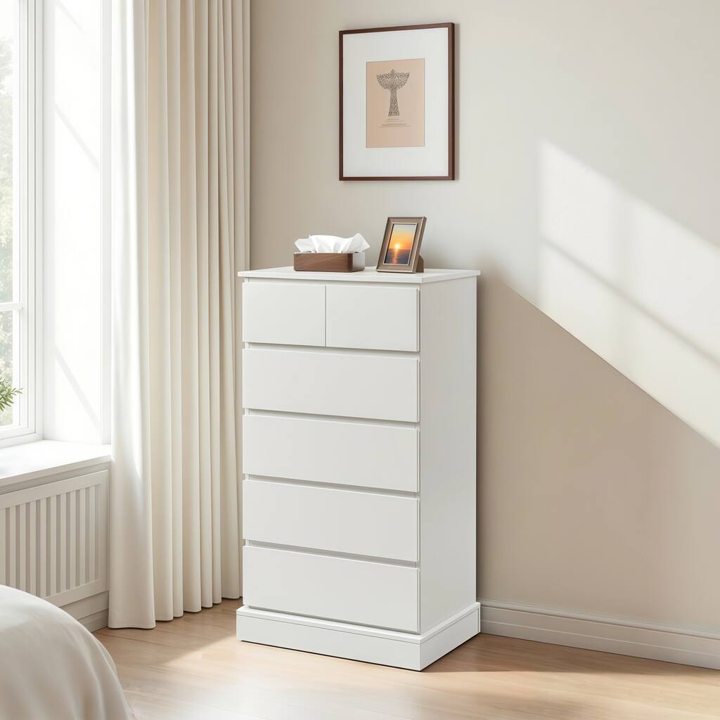 GDF Studio - Banleigh Modern Wood Tall 6- Drawers Dresser with Concealed Handle