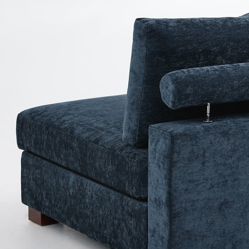 41" W Modern Chenille Corner Arm Accent Chair Sectional Module with Pillows