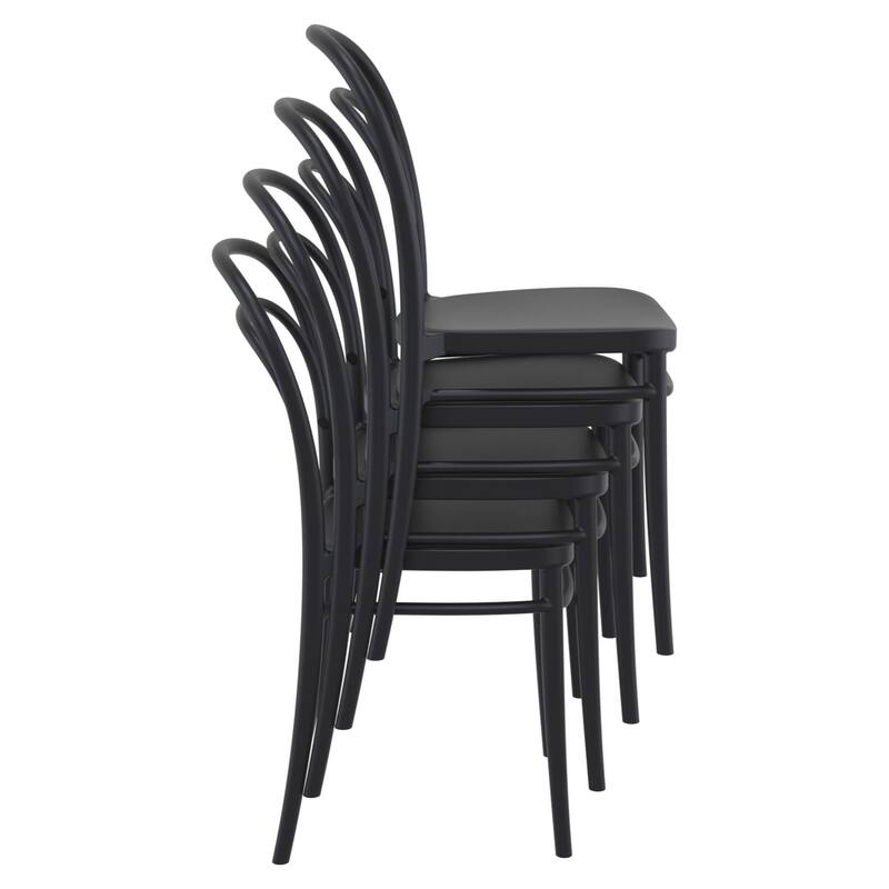 33.5" Black Patio Armless Stackable Dining Chair