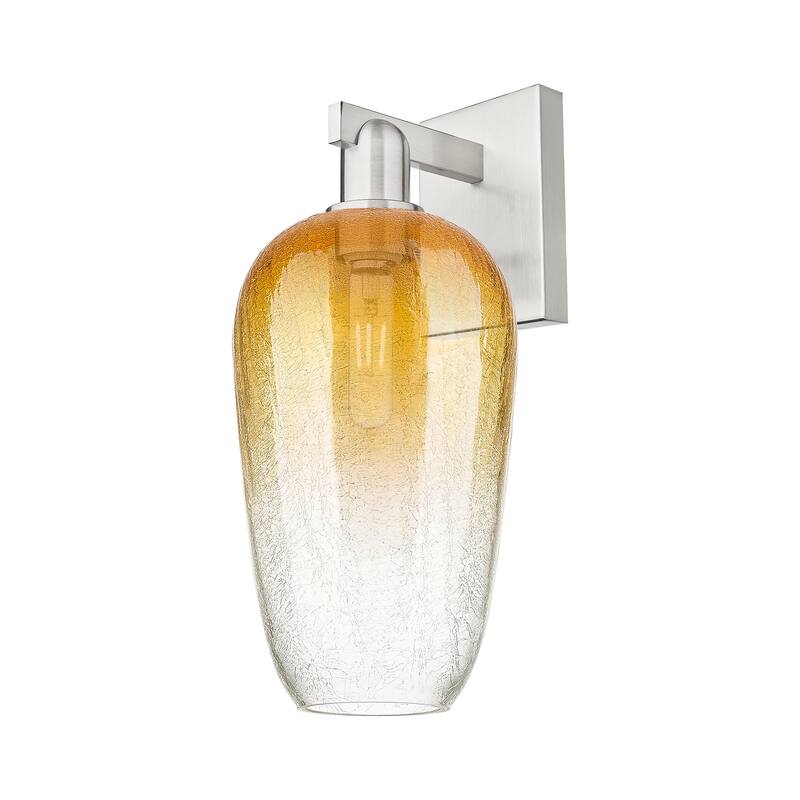 Innovations Lighting Downtown Urban - Brookhaven Flute - 1 Light 7" Wall-Mounted Sconce - Amber/Brushed Satin Nickel