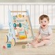 preview thumbnail 3 of 7, Wooden Baby Walker Push and Pull Learning Activity Center with Wheels-Blue - Multi