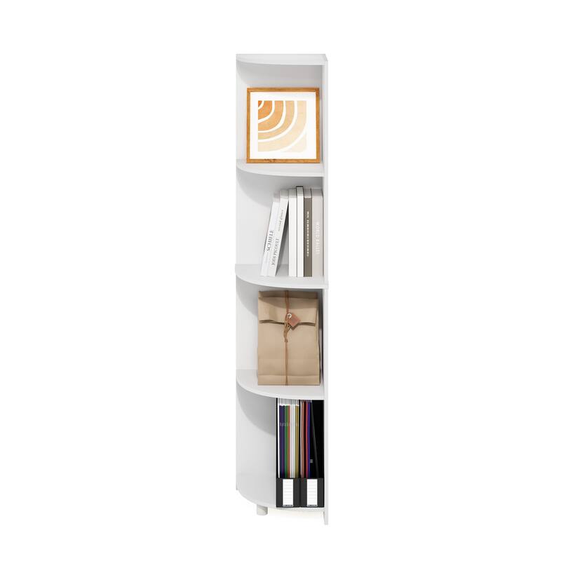 57.13 in. Tall White Wood 4-Shelf Bookcase