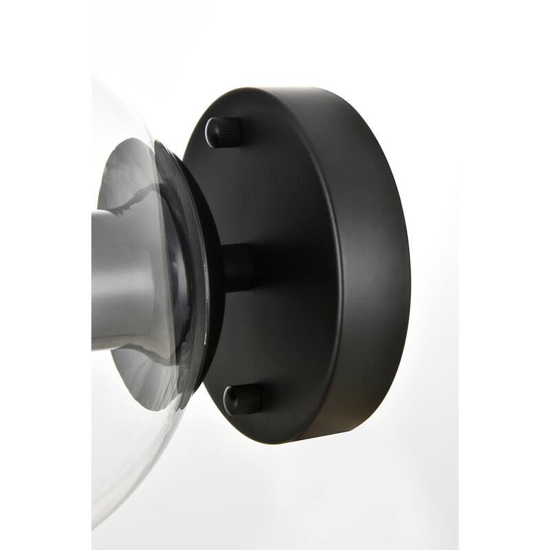 Roger 1 Light Black and Clear Bath Sconce