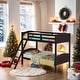 preview thumbnail 2 of 6, Elegant Twin over Twin Bunk Bed with Camelback Headboard, Angled Ladder, Guardrails & Mission-Style Design, Espresso