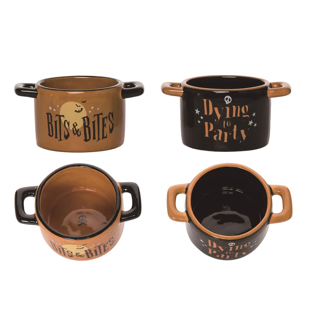 Transpac Ceramic Spooky Dip Bowl Set of 2 Halloween Home Decorations