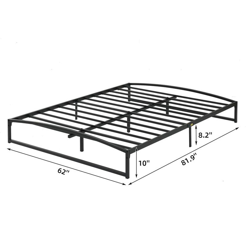 Low Bed Frame，Metal Platform Bed Frame with Arch Design