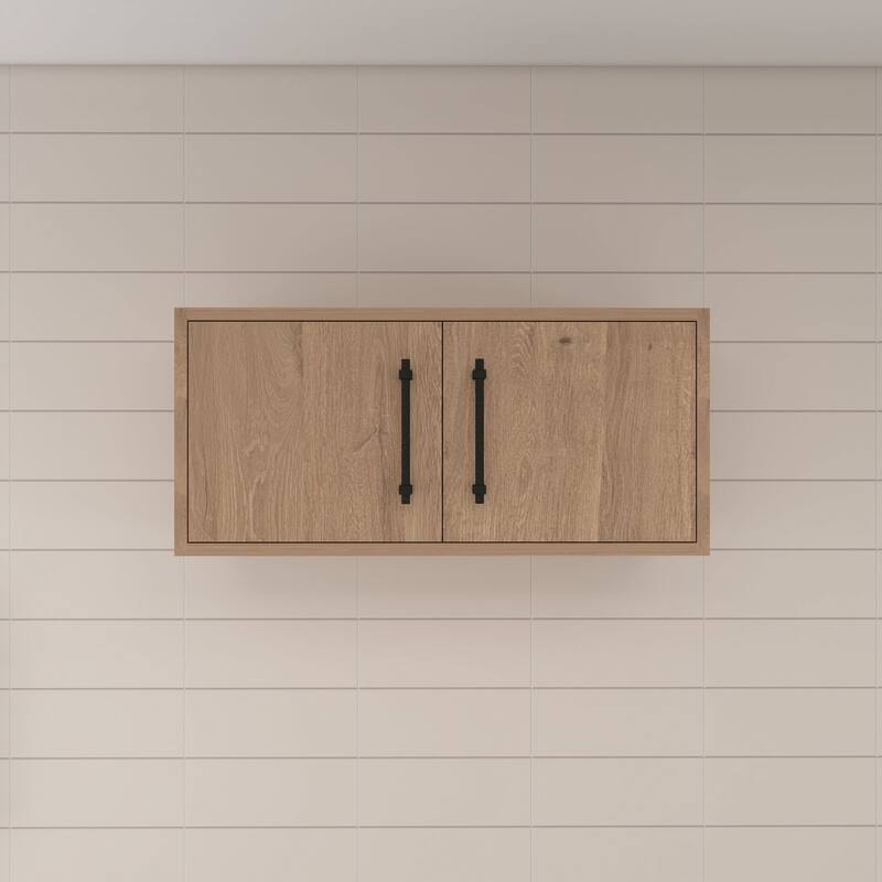 Victoria 24 Inches Floating Top Cabinet with Smart Motion Sensor Light - 23.9 - Oak Finish - Red Oak