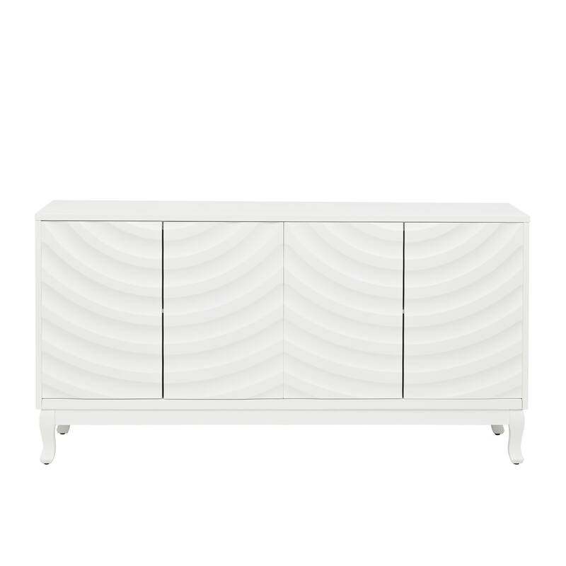 Arched Wavy Pattern Doors Elegant Sideboard with Adjustable Shelves