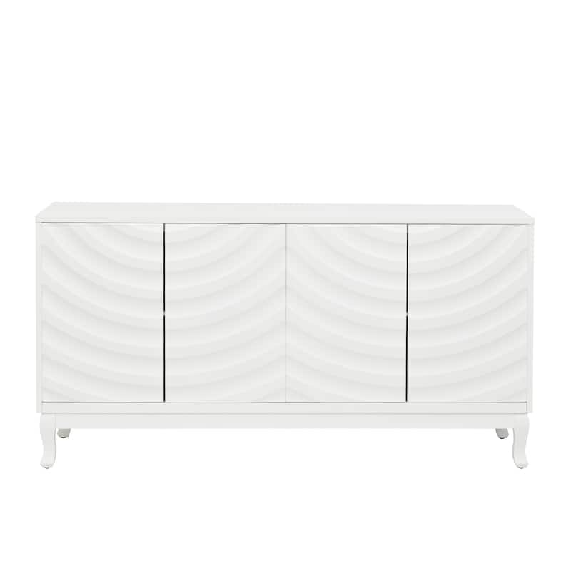 Elegant Sideboard Featuring Sophisticated Wavy Pattern Doors,Adjustable,Suitable for Study, Entryway and Living Room