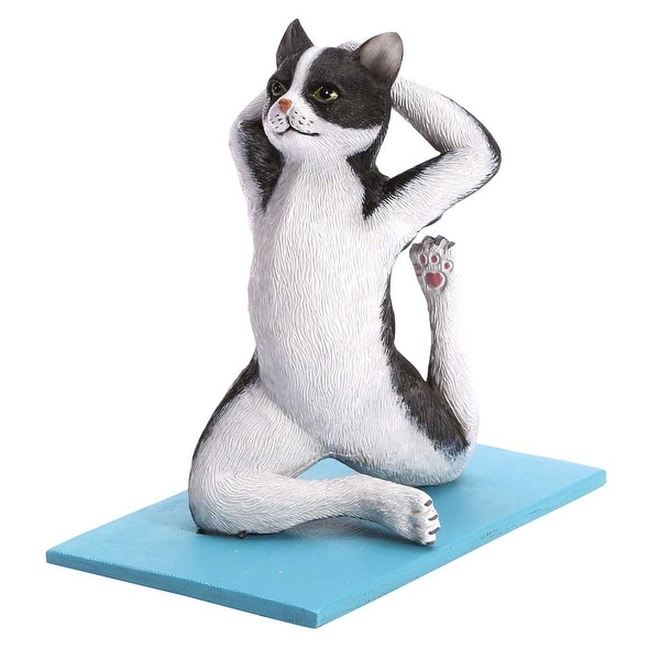 Yoga Cat Figurine - Black And White Resin - Exclusive From What On Earth