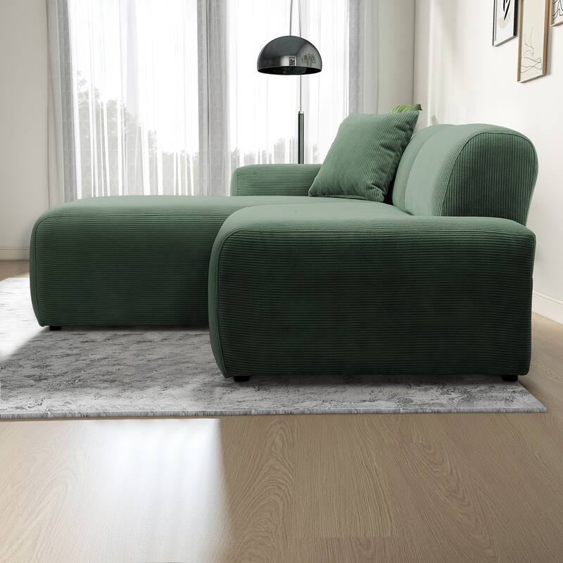Daron Mid-Century Modern Sectional Corduroy Sofa