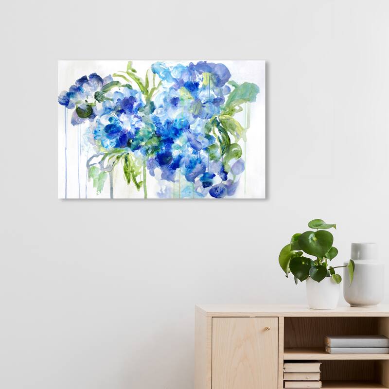 Wynwood Studio Canvas Floral and Botanical Floral Breeze Blue and Modern & Contemporary Wall Art Canvas Print - 20 x 30