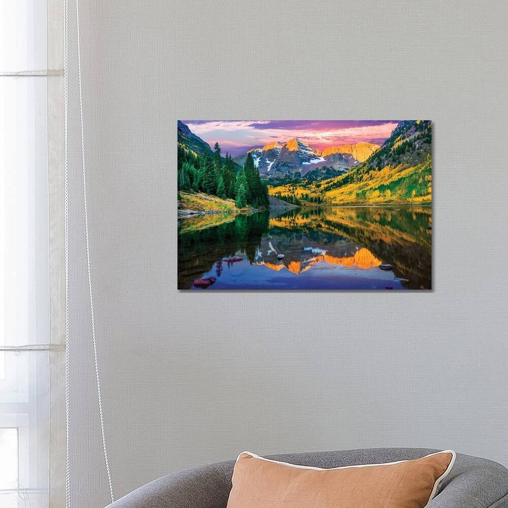 iCanvas "Rise And Shine, Maroon Bells , Aspen Colorado" by Susanne Kremer Canvas Print