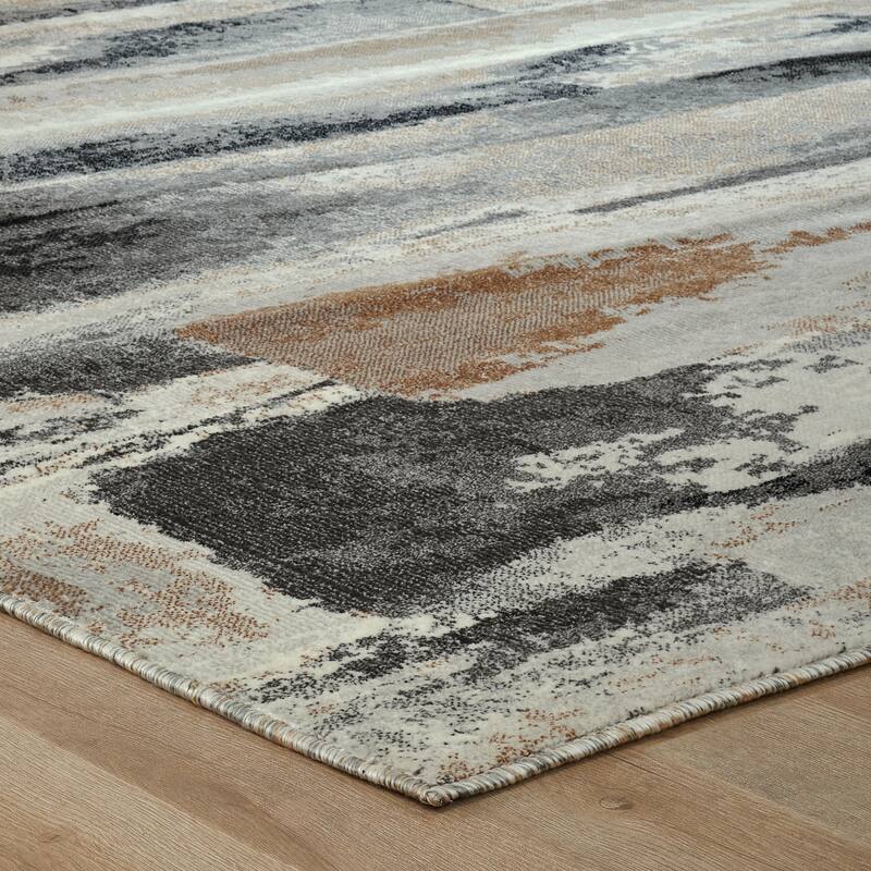 Midnight Charcoal Abstract Area Rug