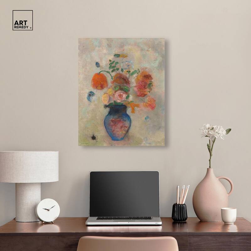 Vase with Flowers 1990 Canvas by Art Remedy, Gallery Wrapped