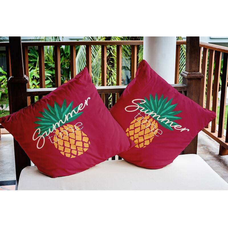Summer Time Pineapple Polyester Indoor/Outdoor Pillow