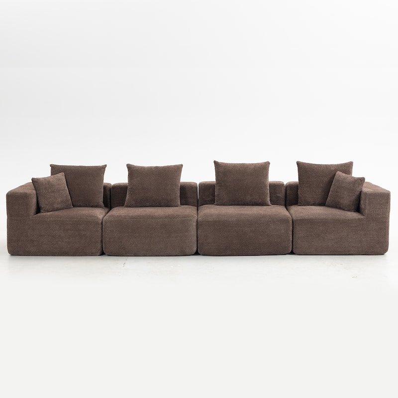 Flannelette Modular Sectional Sofa Full-Foam Build Compressed Couch
