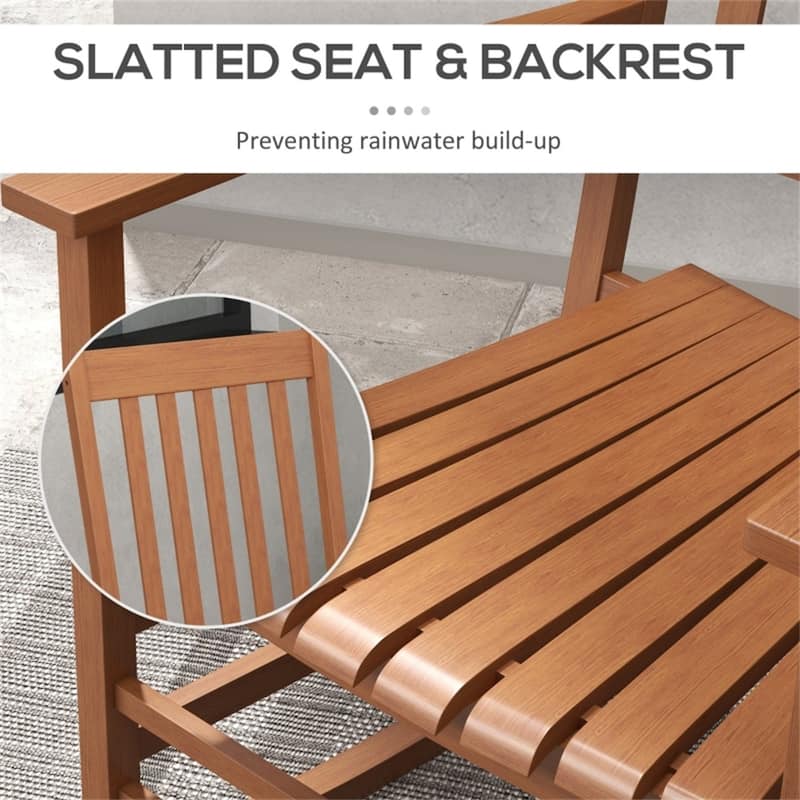 Poplar Rocking Chair Set with Side Table Outdoor - 27.25" W x 33.75" D x 45.25" H