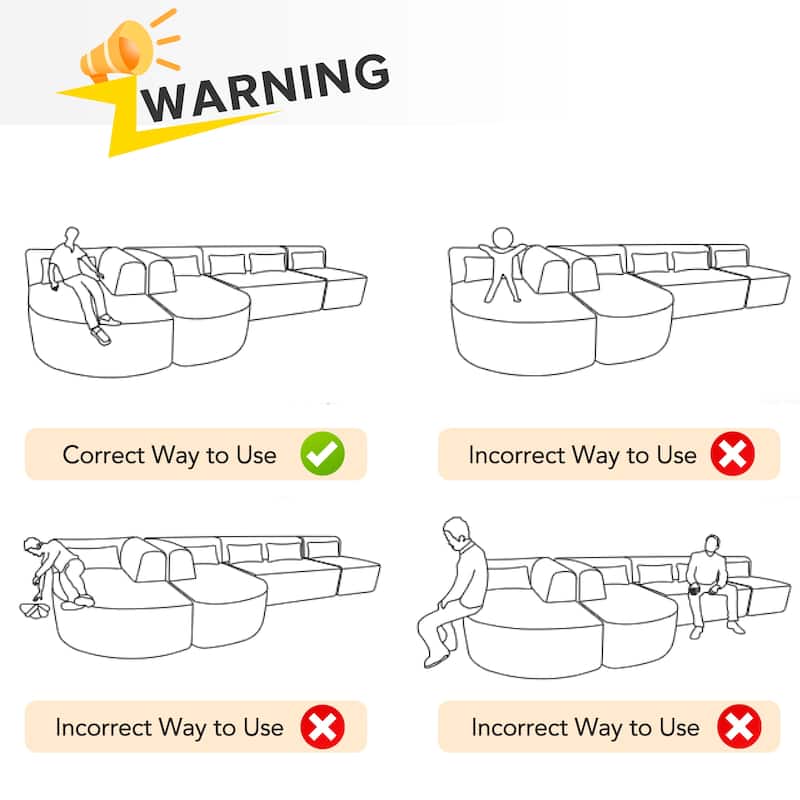 144" Modular Upholstered Sofa with 2 Curved Chaise Lounges and 5 Back Pillows, Boucle Free-Combined Couch for Living Room