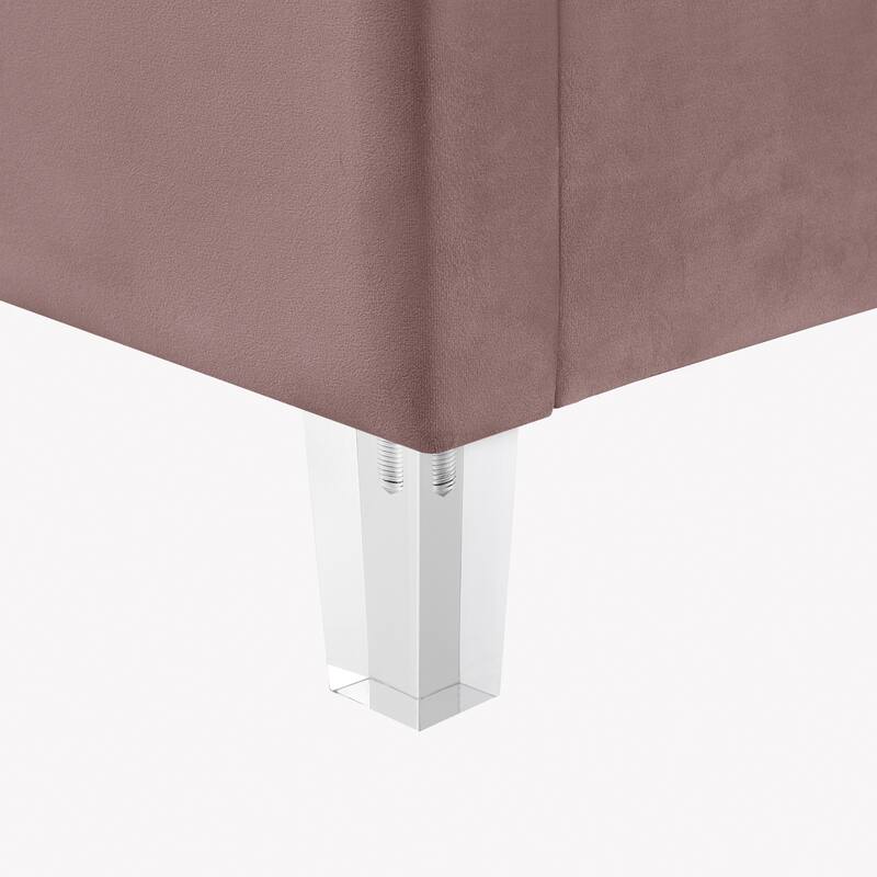 HomeRoots Blush Tufted Velvet Upholstered Queen Bed Frame