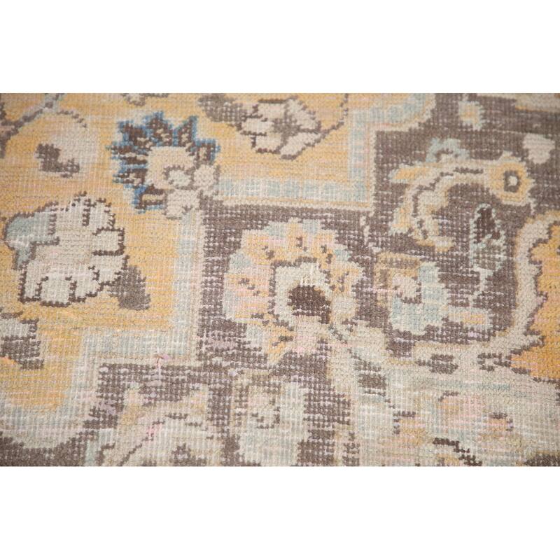 Hand Knotted Oriental 100% Wool Carpet Traditional Floral Yellow & Gold Mashad Area Rug - 12' 5'' X 9' 4''