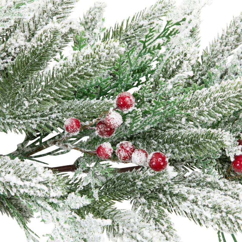 Real Touch™️ Flocked Wind River Fir with Berries Artificial Christmas Garland - 7' x 12" - Unlit