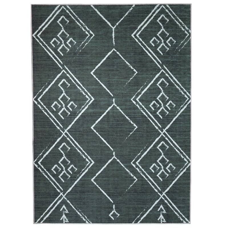 Machine Washable-Eco-Friendly Area Rug With Non-Slip Backing Aspen Tribal Moroccan Bohemian Design