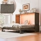 preview thumbnail 1 of 58, GDFStudio - Modern Wooden Murphy Bed Cabinet with LED Light and Desk Brown - Full