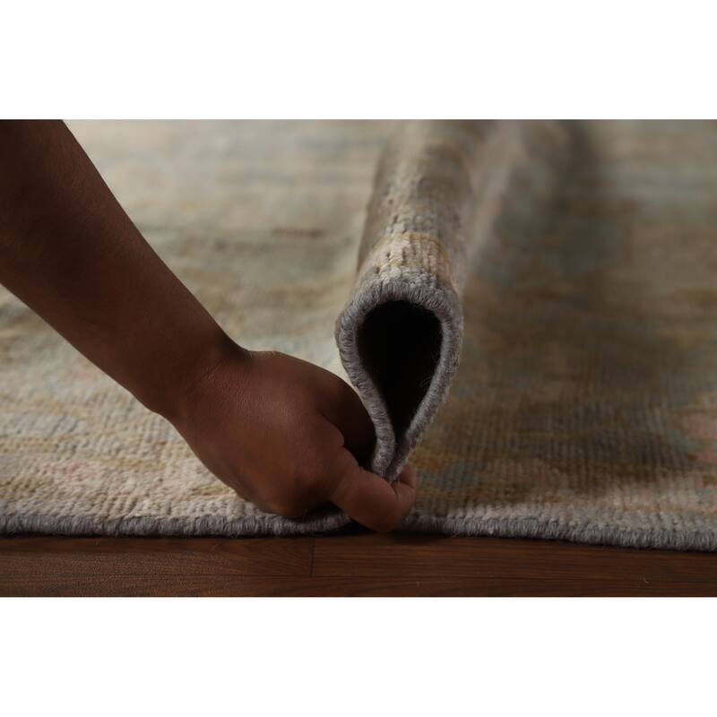 Hand Knotted Oriental 100% Wool Carpet Transitional Medallion Navy Blue & Blues Oushak Area Rug - 9' 9'' X 8' 3''