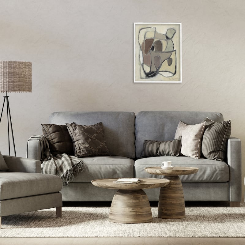 Stupell Rustic Curved Shapes Abstract Framed Giclee Art Design By Lanie Loreth