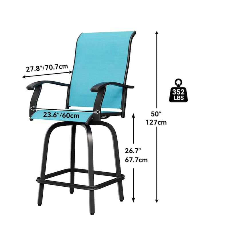 Outdoor Metal Swivel Counter-height Bar Stool Dining Chair Set of 2/4