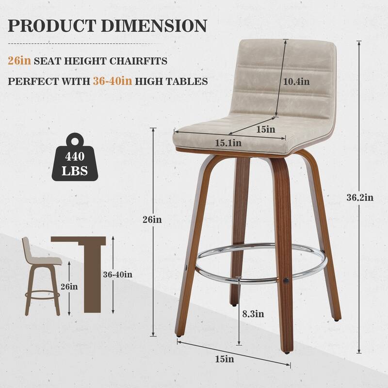 Faux Leather Upholstered Swivel Bar Stools, Counter Stool