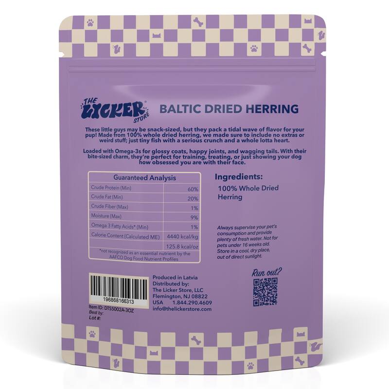 THE LICKER STORE Gluten and Grain-Free Omega-3 Single Ingredient Crunchy Dried Fish Treats for Dogs, 3oz Bag - N/A