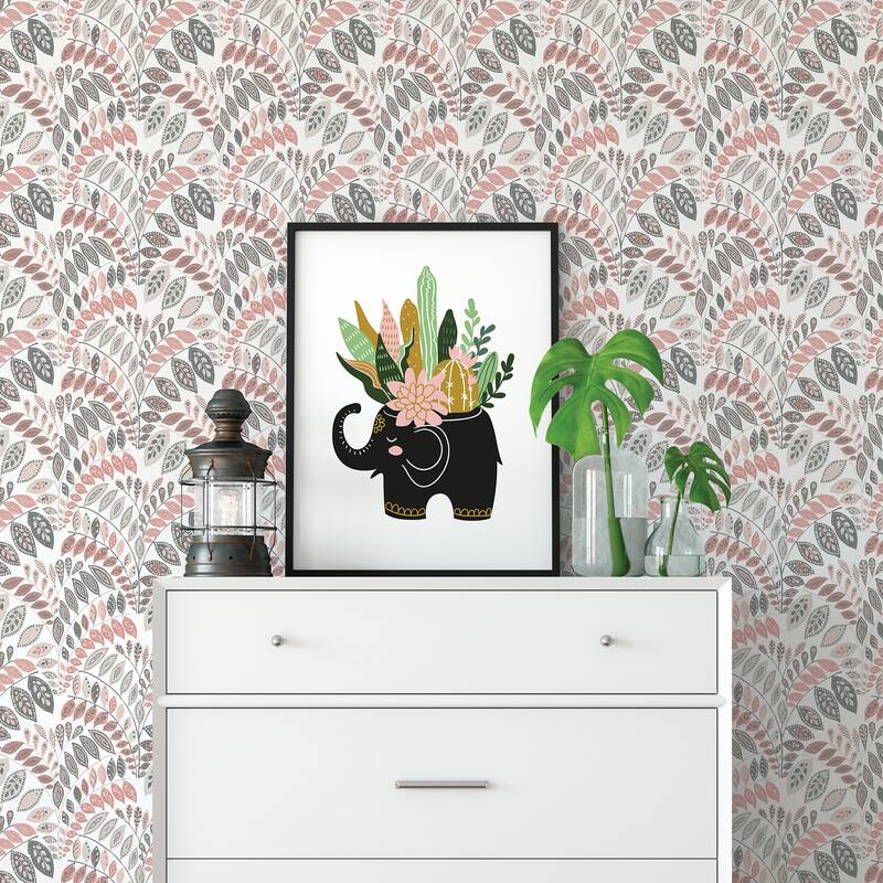 A-Street Prints Fiddlehead Pink Botanical Wallpaper