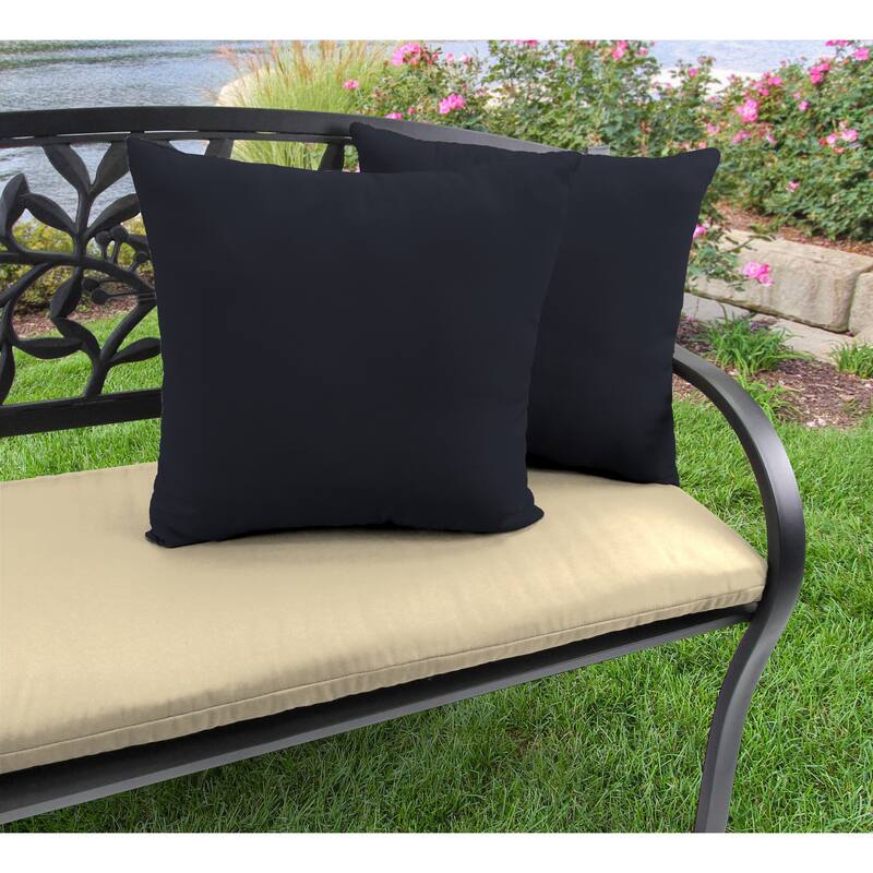 18" x 18" Navy Solid Outdoor Throw Pillow - Set of 2 - 18'' L x 18'' W x 4'' H