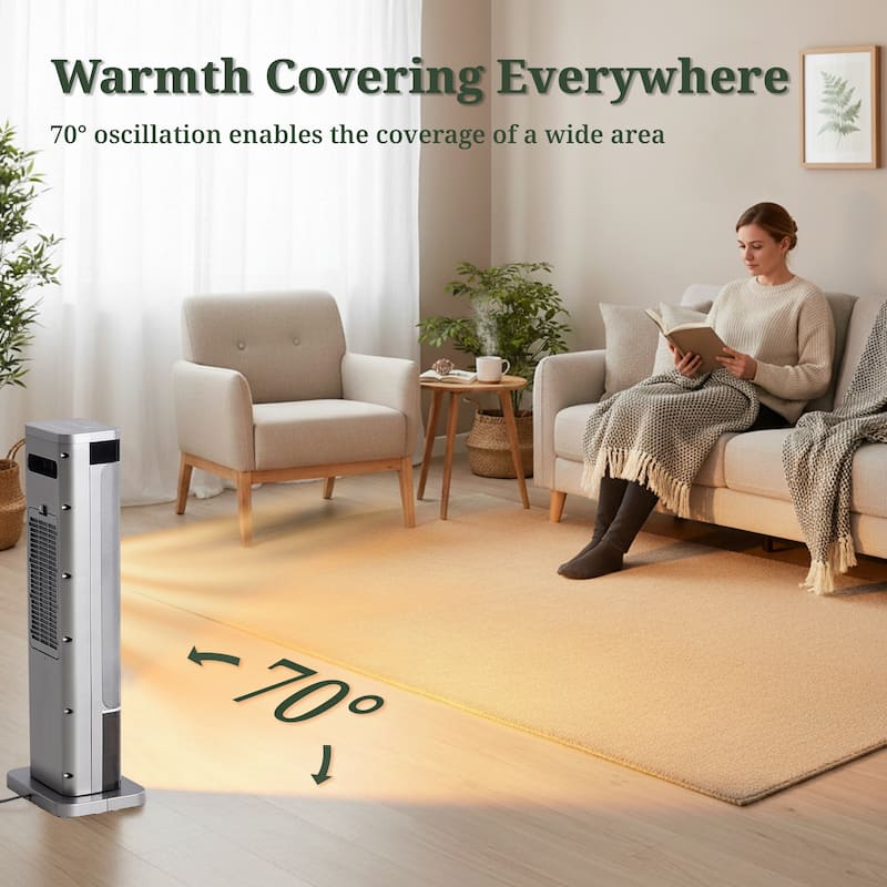 Space Heater, Electric Heaters with Thermostat and Remote, 1500W PTC Ceramic Fast Safety Heat for Office Bedroom Home