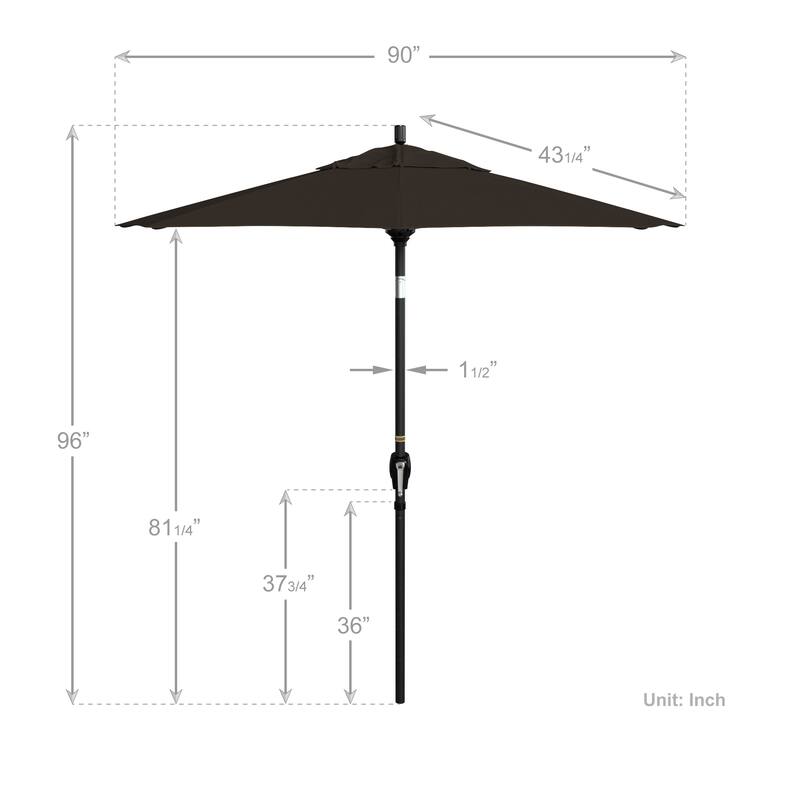California Umbrella 7.5' Rd. Aluminum Patio Umbrella, Crank Lift with Push Button Tilt, Black Finish, Pacifica Fabric