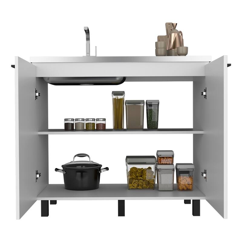 Utility Sink Cabinet with two doors and two shelves for Kitchen